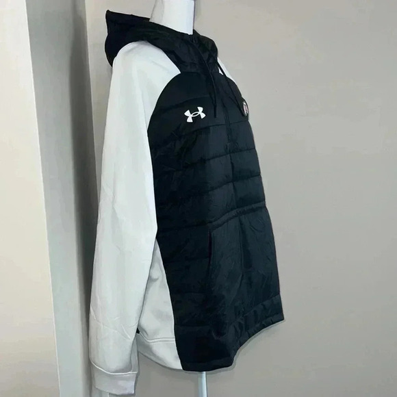 Men's Under Armour Utah Utes Hybrid Half-Zip Jacket - Black/White​​ - Picture 4 of 16